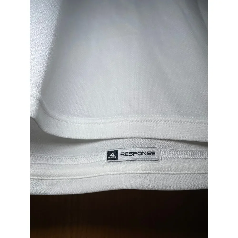 Adidas - White & Gray Striped - Hooded Workout Top